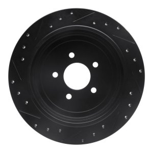 Lincoln Town Car Brake Rotor (1) - Rear Right - R1 Concepts - Drilled & Slotted - Black - `03-`11